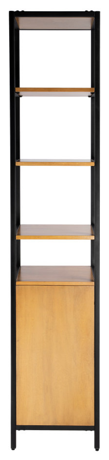 Hans Narrow Wood and Iron Open and Closed 84 quotEtagere Bookcase   Industrial   Bookcases   by HedgeApple  Houzz