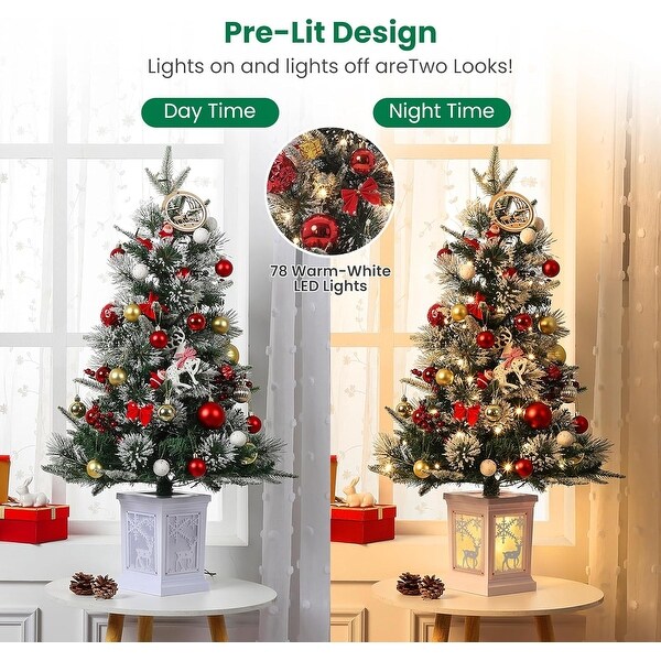 2 Pcs 3ft PreLit Mini Artificial Christmas Tree with LED Lights