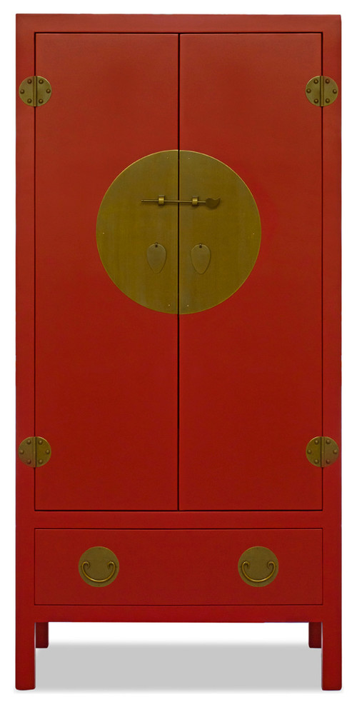 Red Elmwood Chinese Ming TV Armoire   Asian   Media Cabinets   by China Furniture and Arts  Houzz