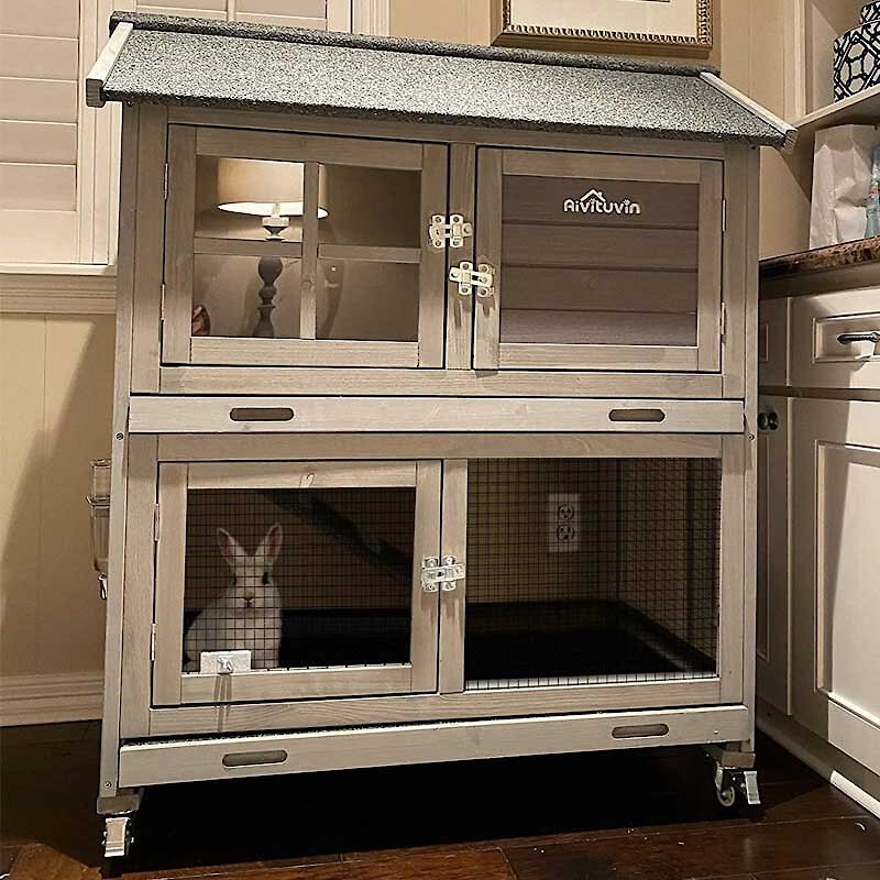 Aivituvin 44.2-in Indoor and Outdoor Rabbit Hutch