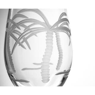 Rolf Glass Palm Tree 17 oz. Clear Stemless Wine Tumbler (Set of 4) 203331-S4