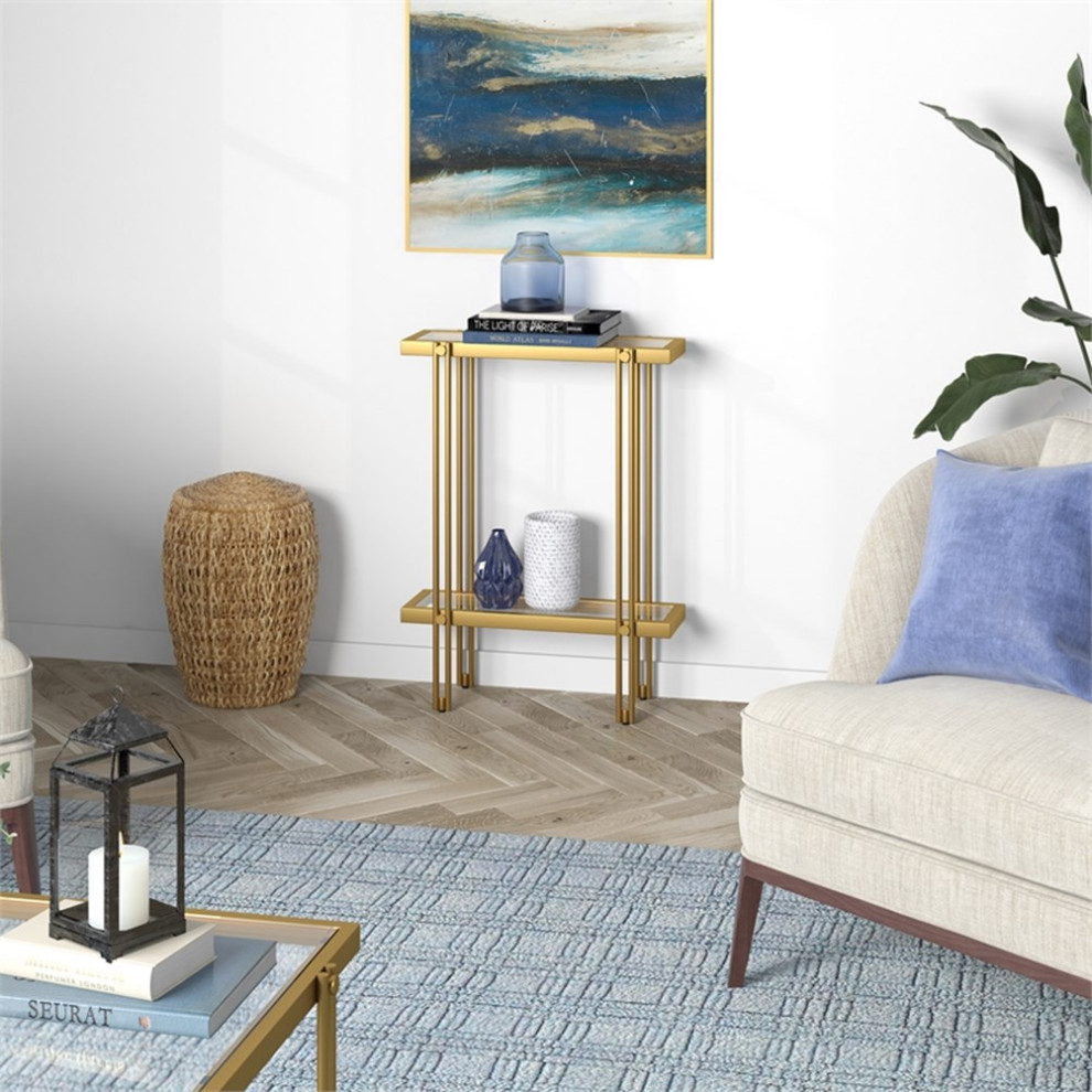 Henn ampHart 22 quotGold Console Table   Contemporary   Console Tables   by Homesquare  Houzz