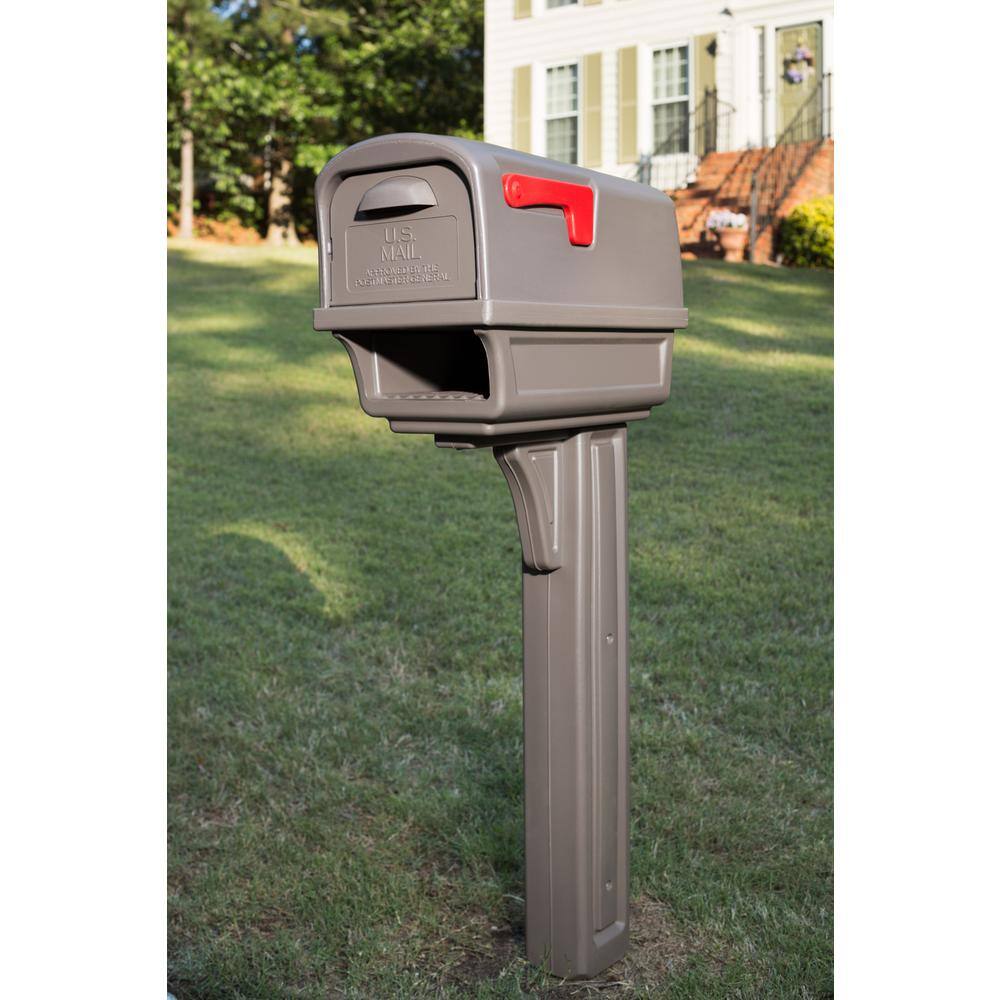 Architectural Mailboxes Gentry Mocha Medium Plastic All-in-One Mailbox and Post Combo GGC1M00AM