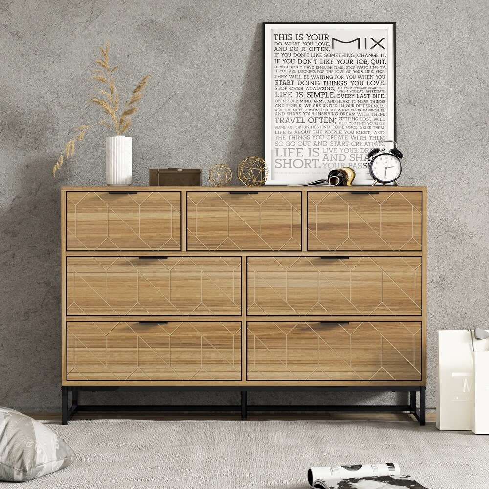 7 Drawer Dresser Wood Cabinet