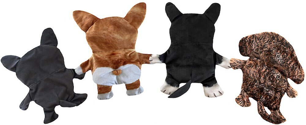 Piggy Poo and Crew Dog Crinkle Squeaker Toy Set， 4 count