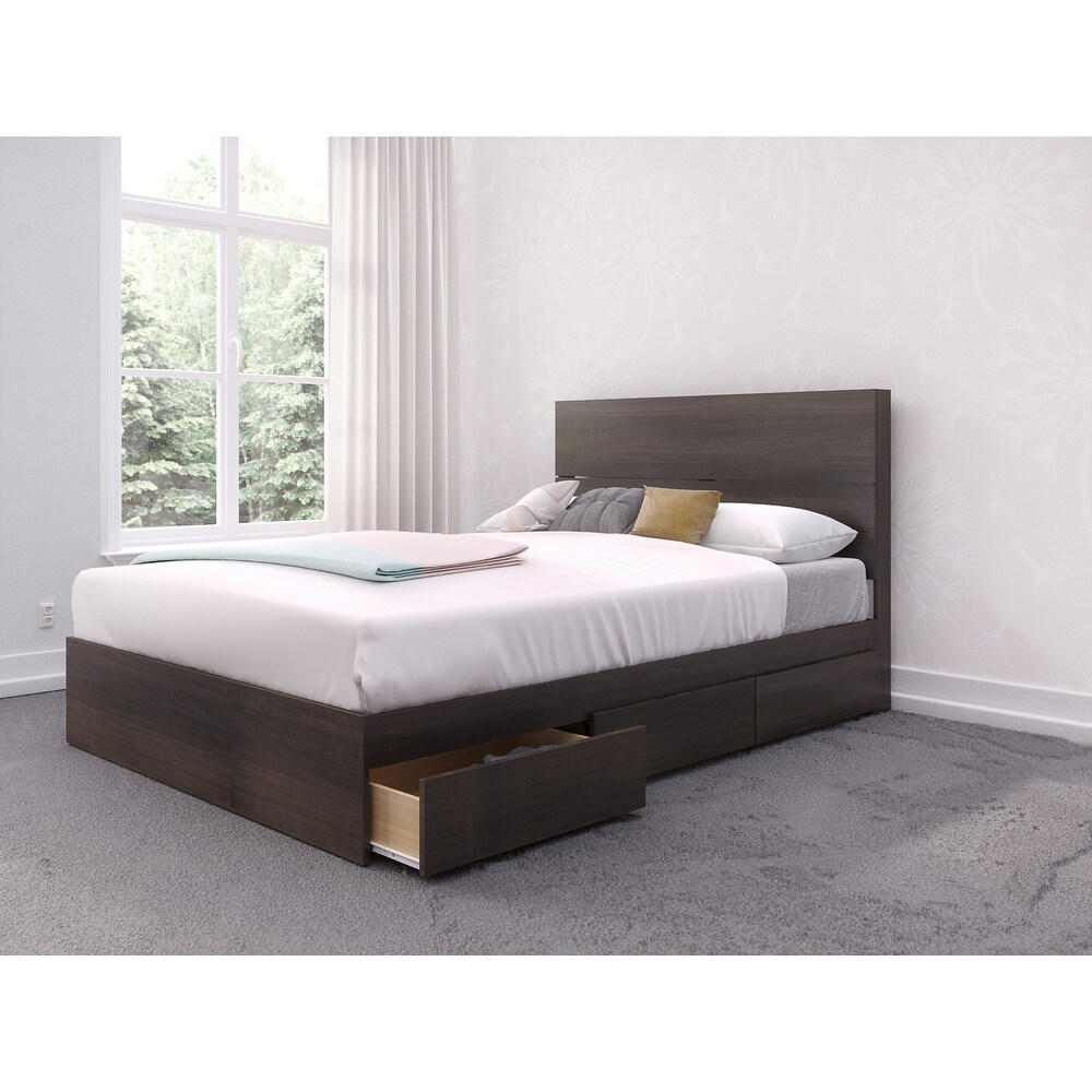 Nexera Storage Bed with Headboard  Ebony