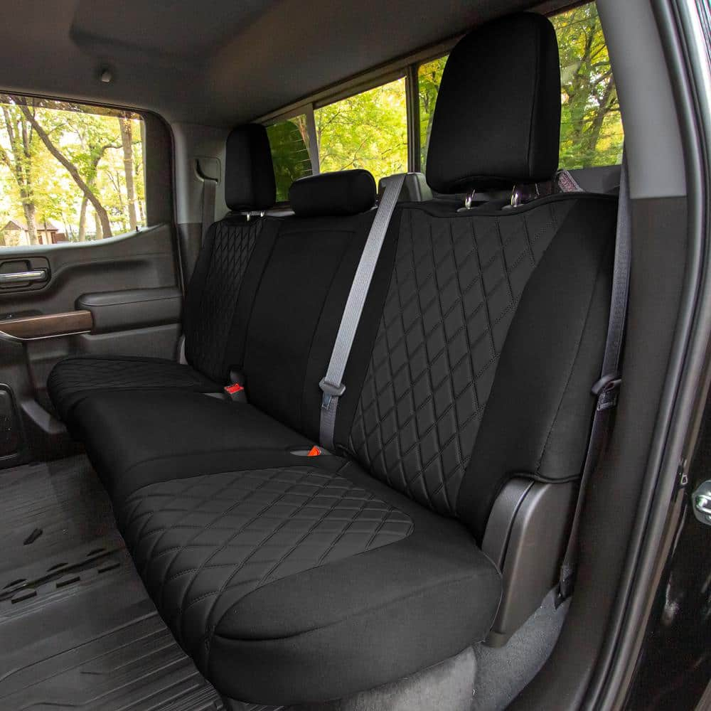 FH Group Neoprene Custom Fit Seat Covers for 2019-2022 GMC Sierra 1500 2500HD 3500HD SLT AT4 DENALI DMCM5007BLACK-REAR