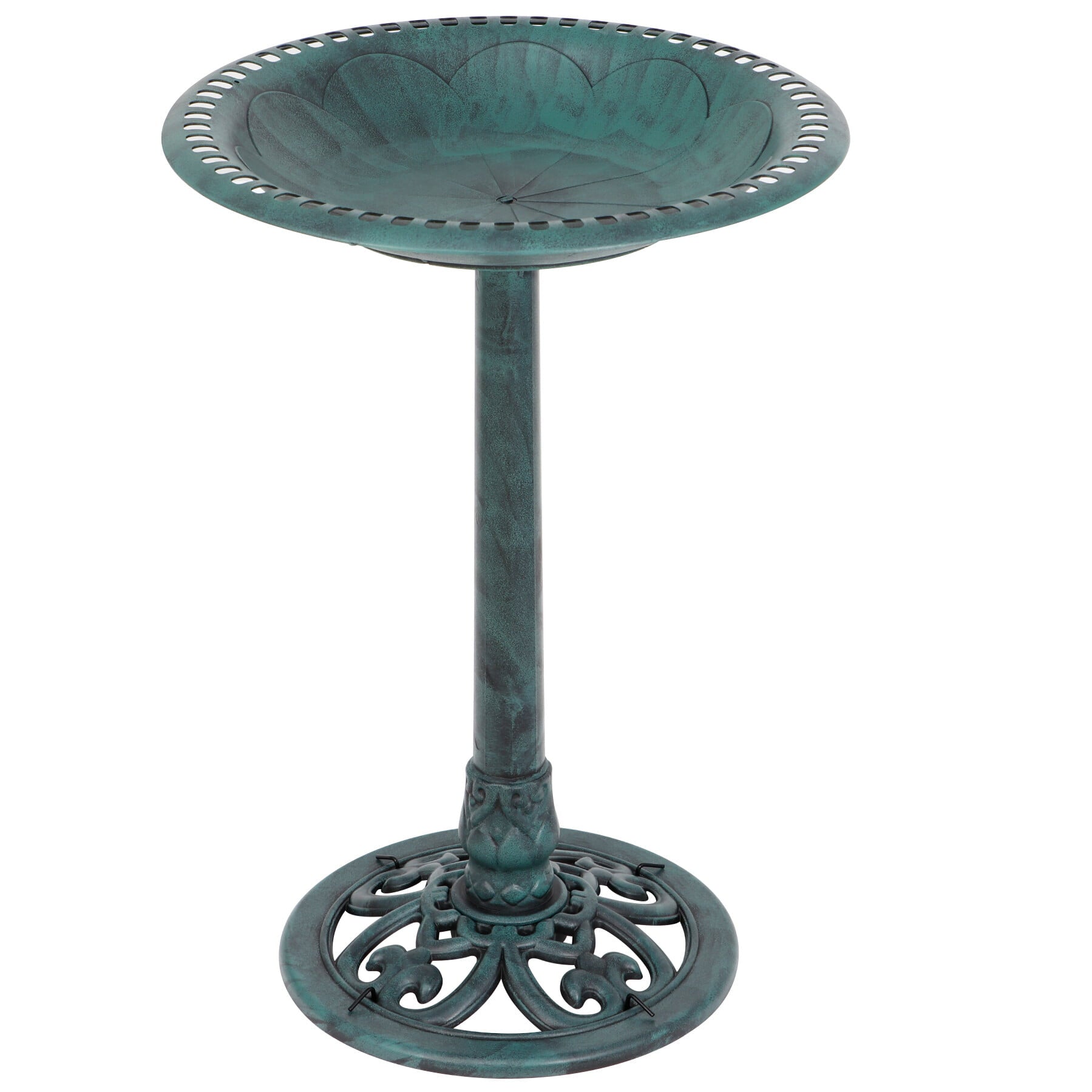 ZENY 28" Height Garden Resin Vintage Freestanding Bird Bath Bowl, Green