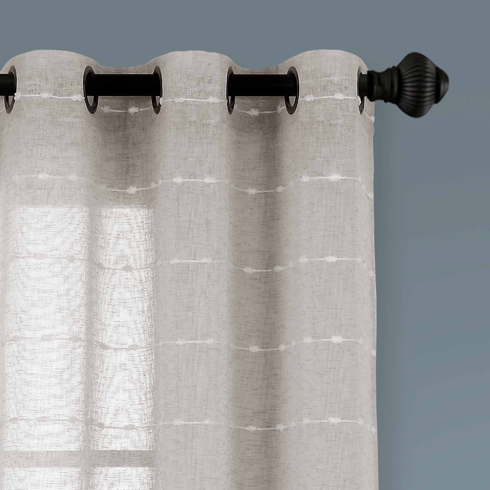 Farmhouse Textured Grommet Sheer Window Curtain Panel Set