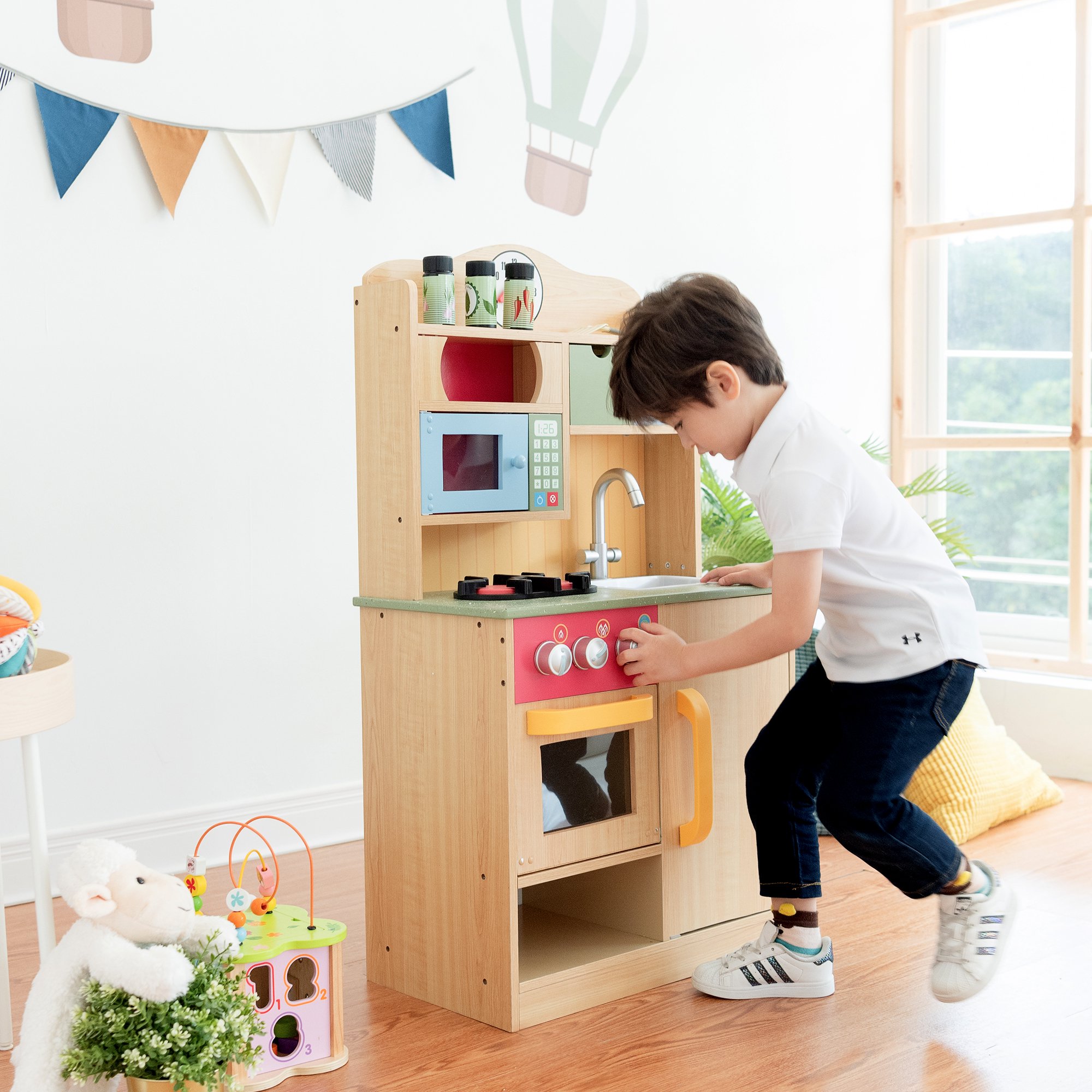 Teamson Kids - Little Chef Florence Classic Play Kitchen， Wood Grain