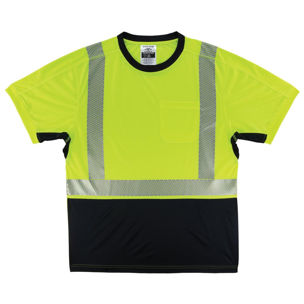 Ergodyne GloWear 8283BK Performance Hi Vis T Shirt Black Bottom Lime 5X