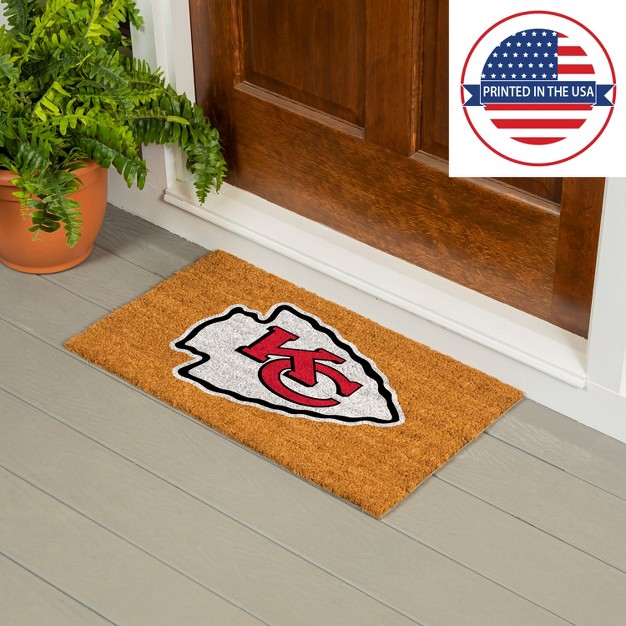 Evergreennflkansas City Chiefs Logo Natural Coir 28 X 16 Inches Indoor Outdoor Doormat