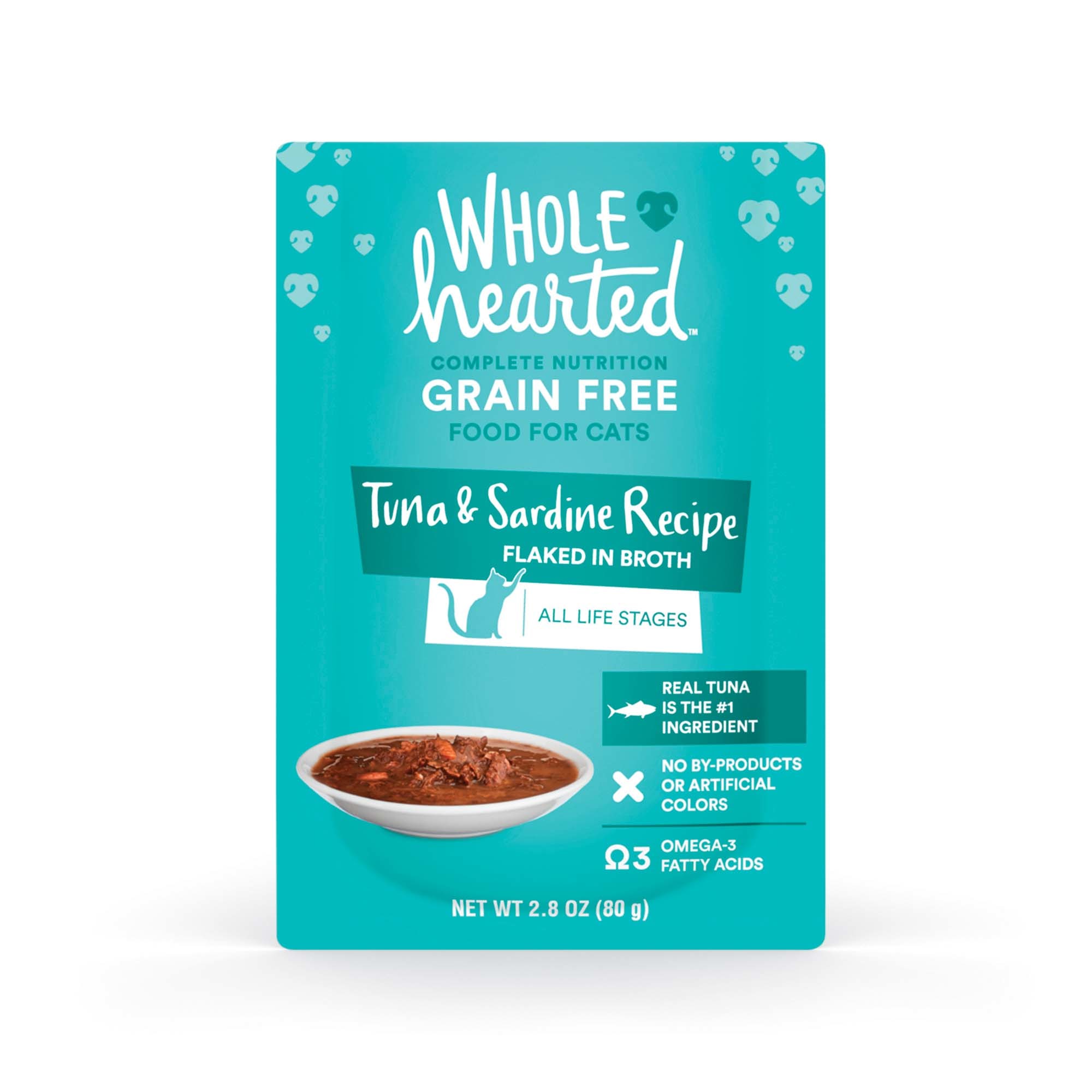 WholeHearted Grain Free Tuna  Sardine Recipe Flaked in Broth Wet Cat Food， 2.8 oz.， Case of 12