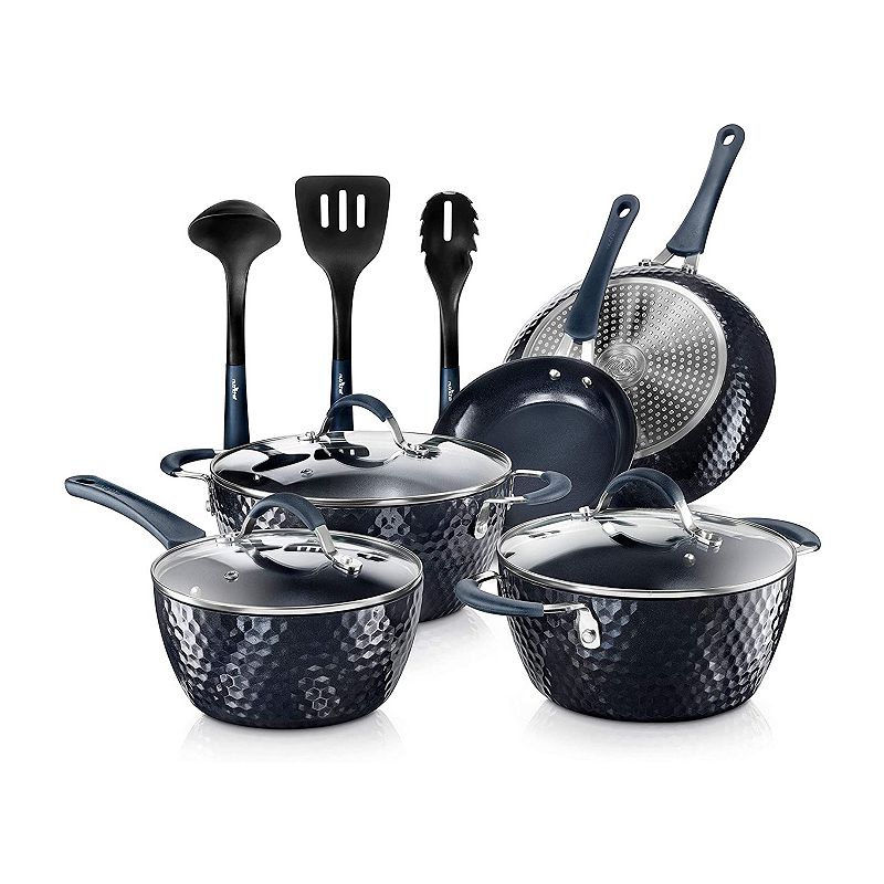 Nutrichef 11 Piece Nonstick Diamond Pattern Kitchen Cookware Set