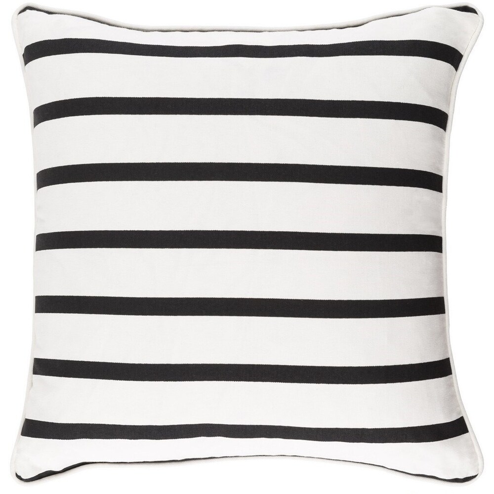 Porch   Den Floyd 18 inch Black and White Striped Throw Pillow Shell