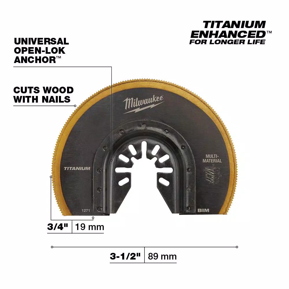 Milwaukee 3-1/2 in. Titanium Segmented Bi-Metal Universal Fit Oscillating Multi-Tool Blade (1-Pack) and#8211; XDC Depot