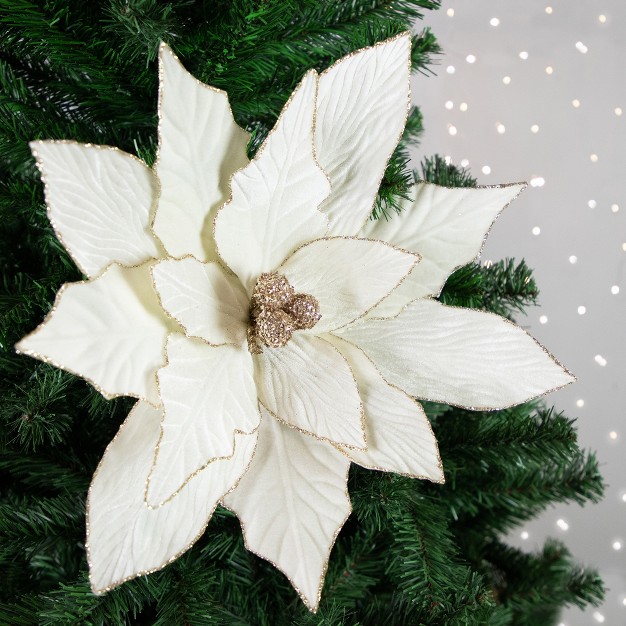 Cream Poinsettia Christmas Stem Spray