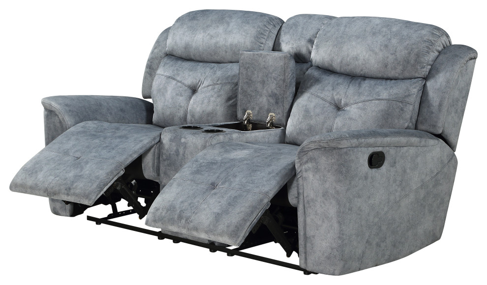 Fabric Upholstered Recliner Loveseat With Usb Charging Docks  Gray   Transitional   Loveseats   by VirVentures  Houzz