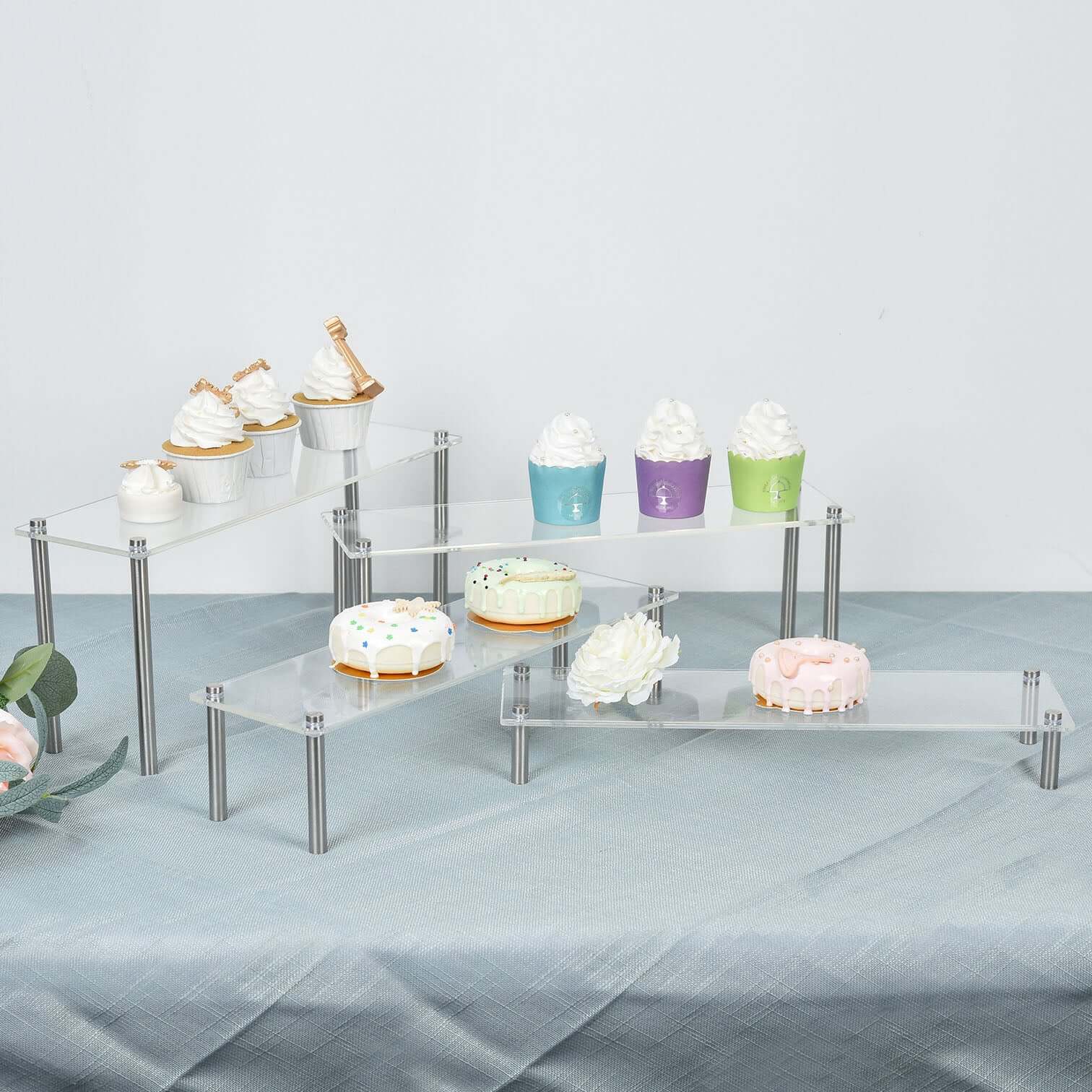 Set of 4 Clear Premium Acrylic Risers Dessert Display, Cupcake Holder Dessert Stand