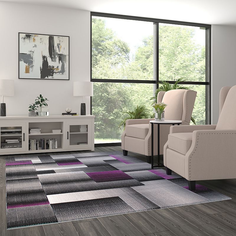 Masada Rugs Masada Rugs Trendz Collection 6'x9' Modern Contemporary Area Rug in Purple， Gray and Black-Design Trz861