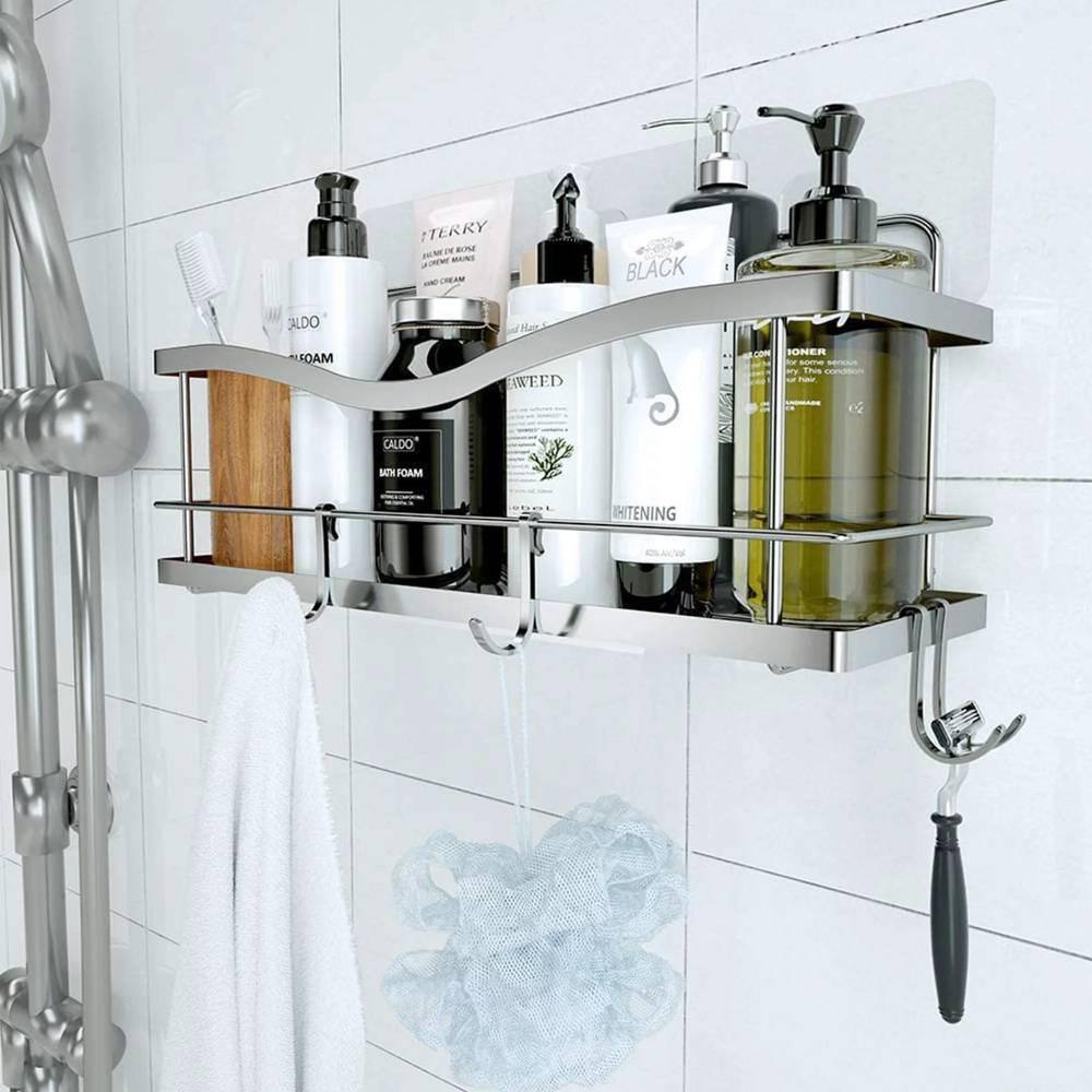 Dyiom Shower Caddy Shampoo Holder Organizer Adhesive Bathroom Shelf Stainless Steel 726400494