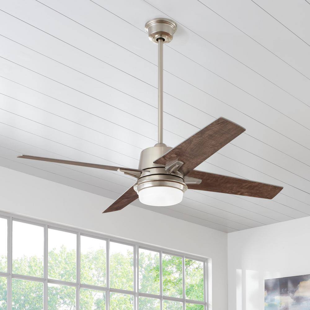 Home Decorators Collection 56 in. Montel LED Brushed Nickel Ceiling Fan With Light and Remote Control AM579-BN