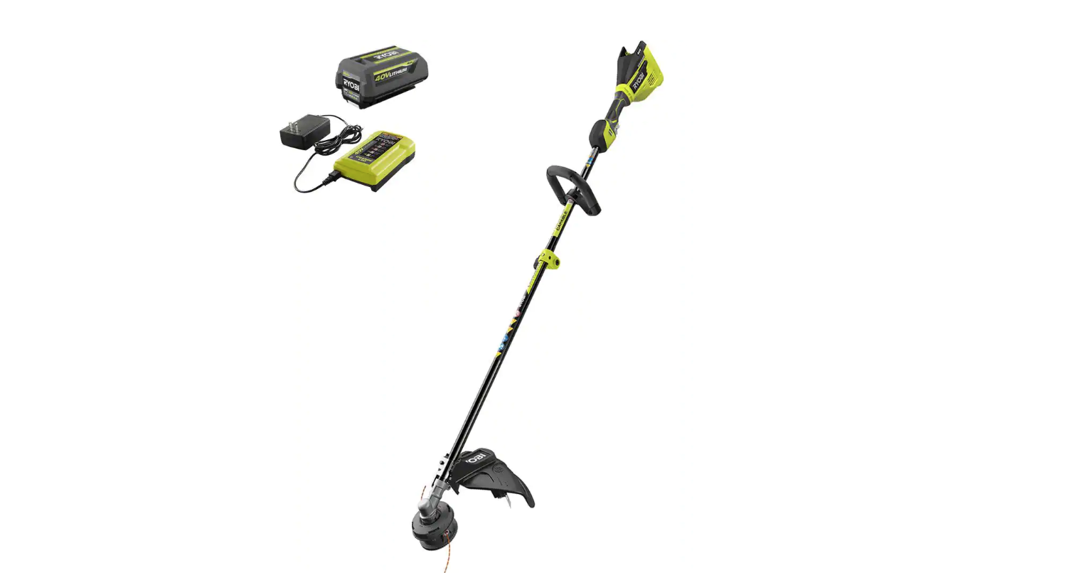 RYOBI RY40270VNM 40V Brushless Cordless Battery Attachment Capable String Trimmer with 4.0 Ah Battery and Charger