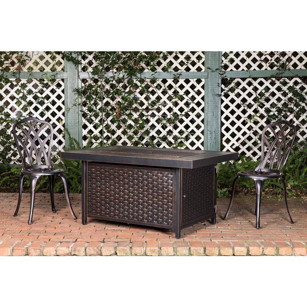 Fire Sense Baker 48 in. x 24 in. Rectangle Aluminum Propane Fire Pit Table in Antique Bronze 62747