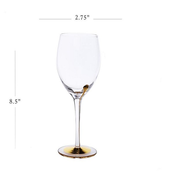 Classic Touch Set Of 6 Wine Glasses With Gold Reflection Design