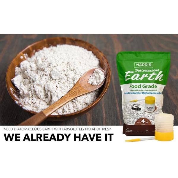 Harris 64 oz.(4 lb.) Diatomaceous Earth Food Grade 100% with Powder Duster Applicator DE-FG4P