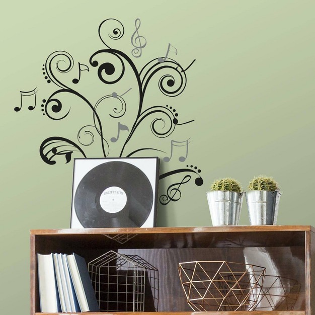 Music Note Scroll Peel And Stick Wall Decal Black Roommates