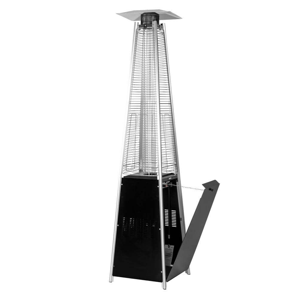 Nuu Garden 48,000 BTU Quartz Glass Tube Heat-Focusing Black Propane Gas Patio Heater with PVC Protect Cover AH001-C