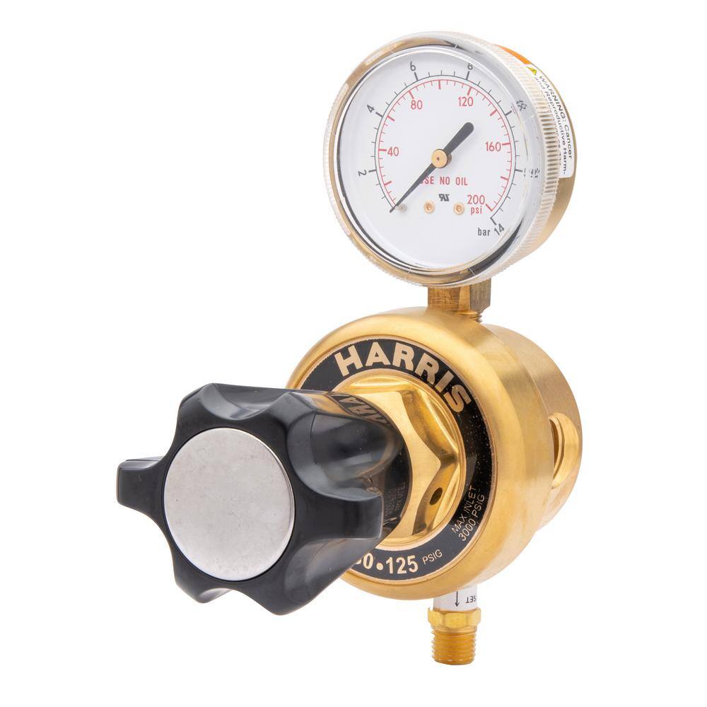 Harris High-Flow Single Gauge Inline Manifold Nitrogen Helium Argon Hydrogen Oxygen Regulator 0-125 PSIG 12 in. FNPT 4000802