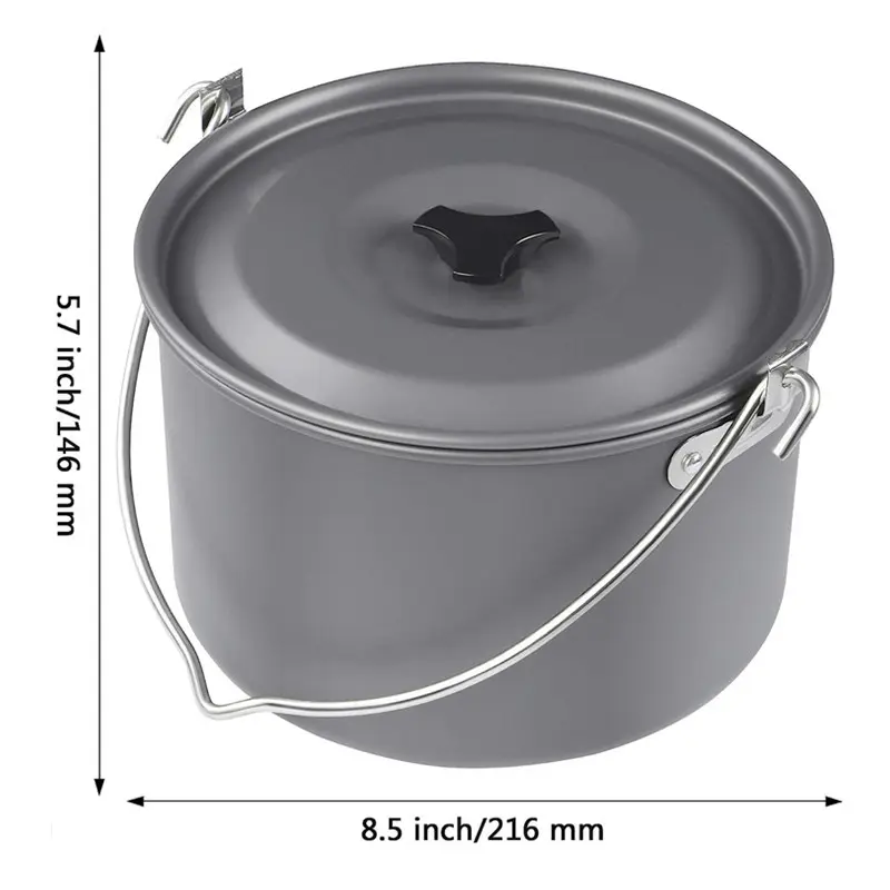 4 5 people 4.2L Camping Hanging Pot Ultralight Outdoor Single Pot Aluminium oy Camping Equipment Tools