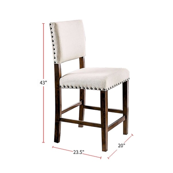 Set of 2 Brown Cherry and Ivory Dining Chair with Nailhead Trim