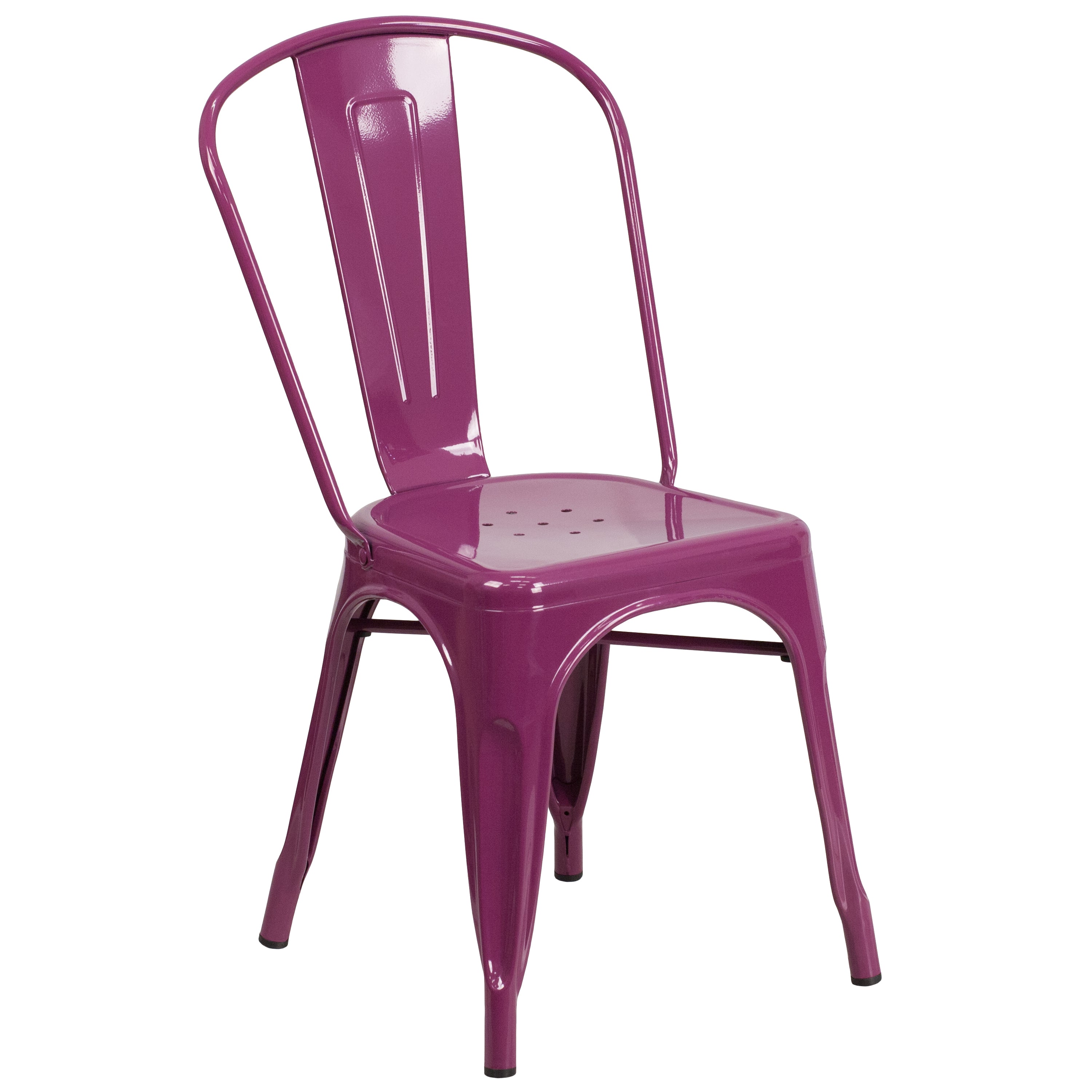 Flash Furniture Commercial Grade Purple Metal Indoor-Outdoor Stackable Chair