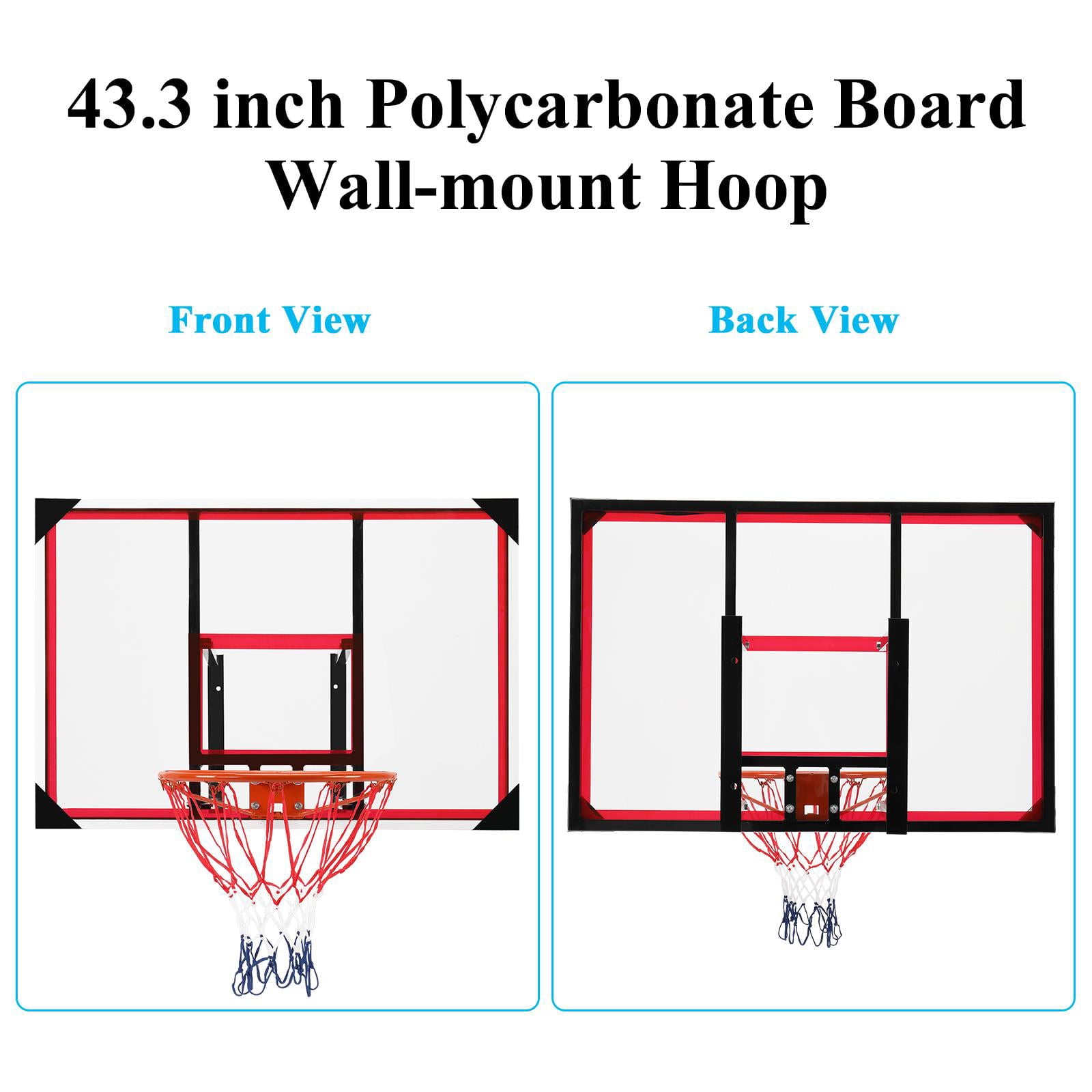 Zimtown Shatterproof Polycarbonate Wall-Mount Basketball Backboard