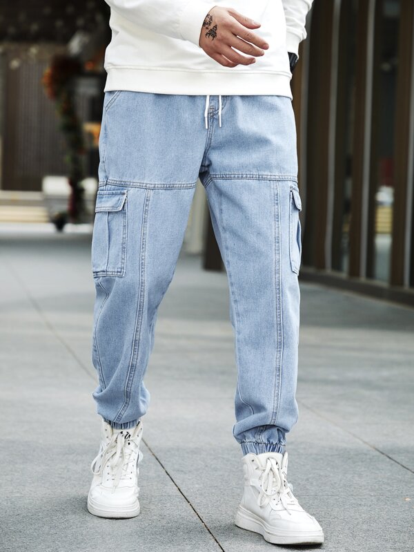 Sporsity Men Cotton Flap Pocket Side Jogger Jeans