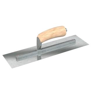 Bon Tool 16 in. x 4 in. Razor Stainless Steel Square End Finish Trowel with Wood Handle and Long Shank 66-312