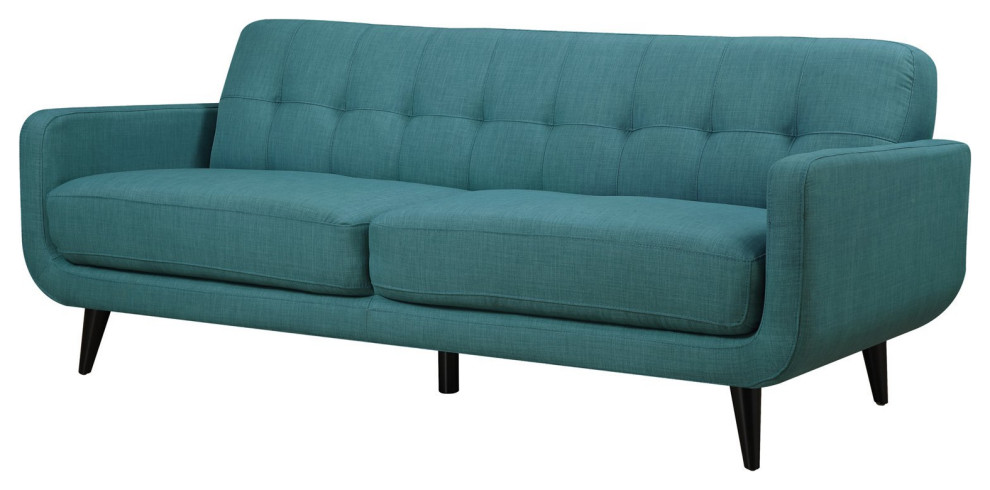 Contemporary Sofa  Dark Expresso Legs  ampPadded Foam Filled Polyester Seat  Teal   Midcentury   Sofas   by Decorn  Houzz