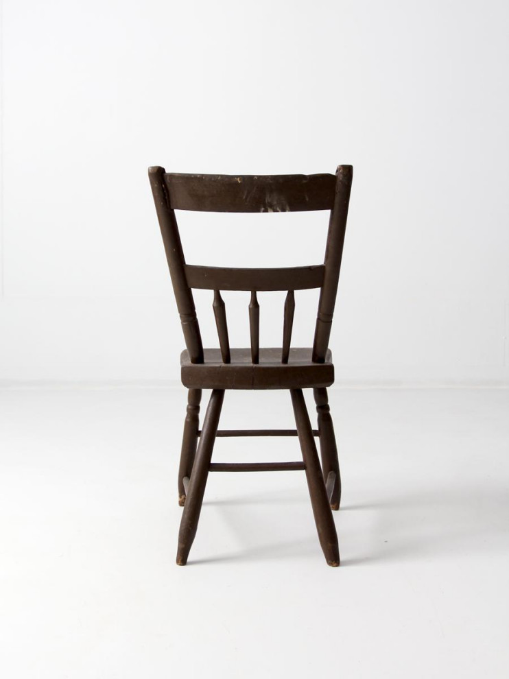 Consigned  Antique Plank Seat Farmhouse Chair   Traditional   Dining Chairs   by 86 Vintage  Houzz