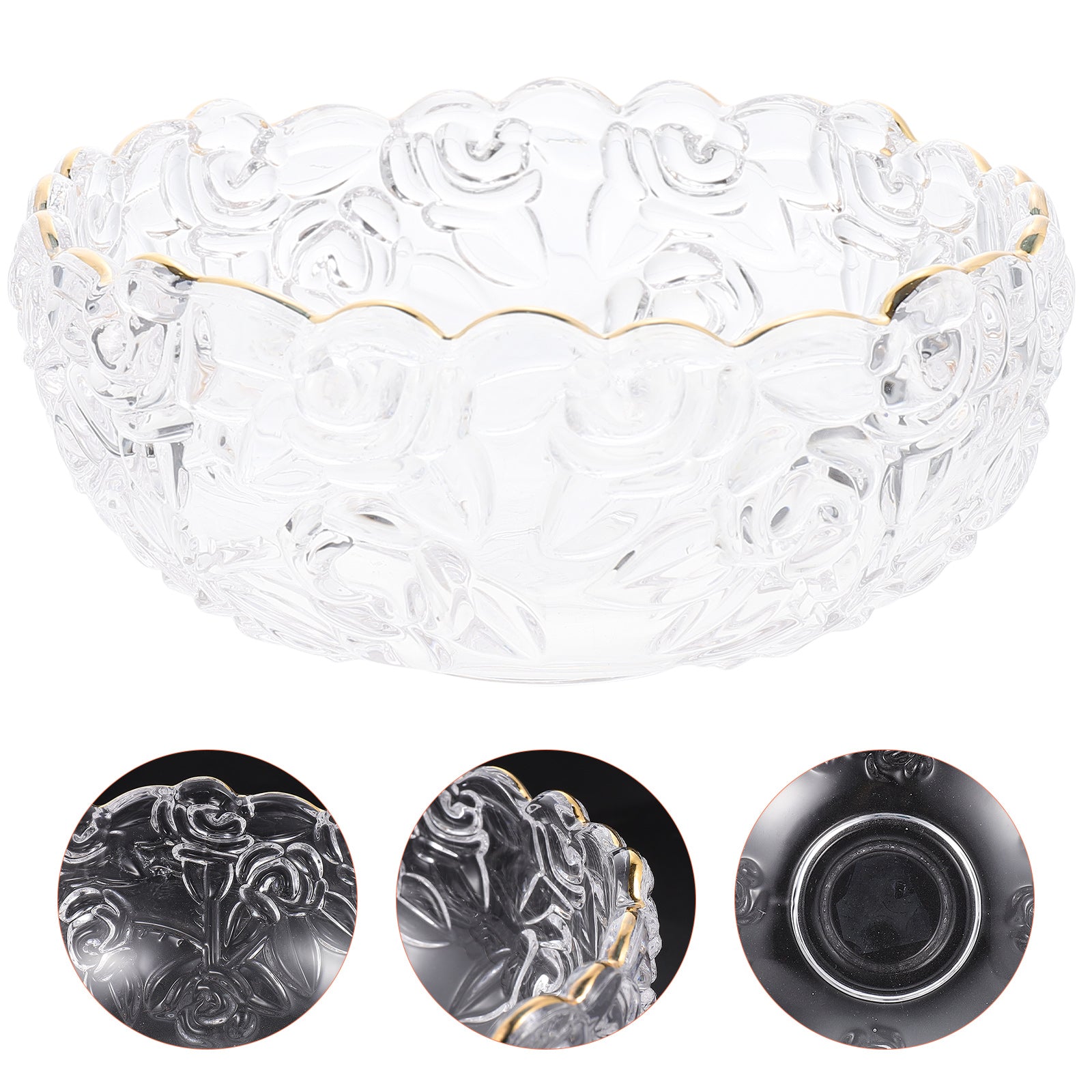 Decorative Glass Bowl Transparent Ice Cream Bowl Embossed Design Bowl Exquisite Dessert Bowl