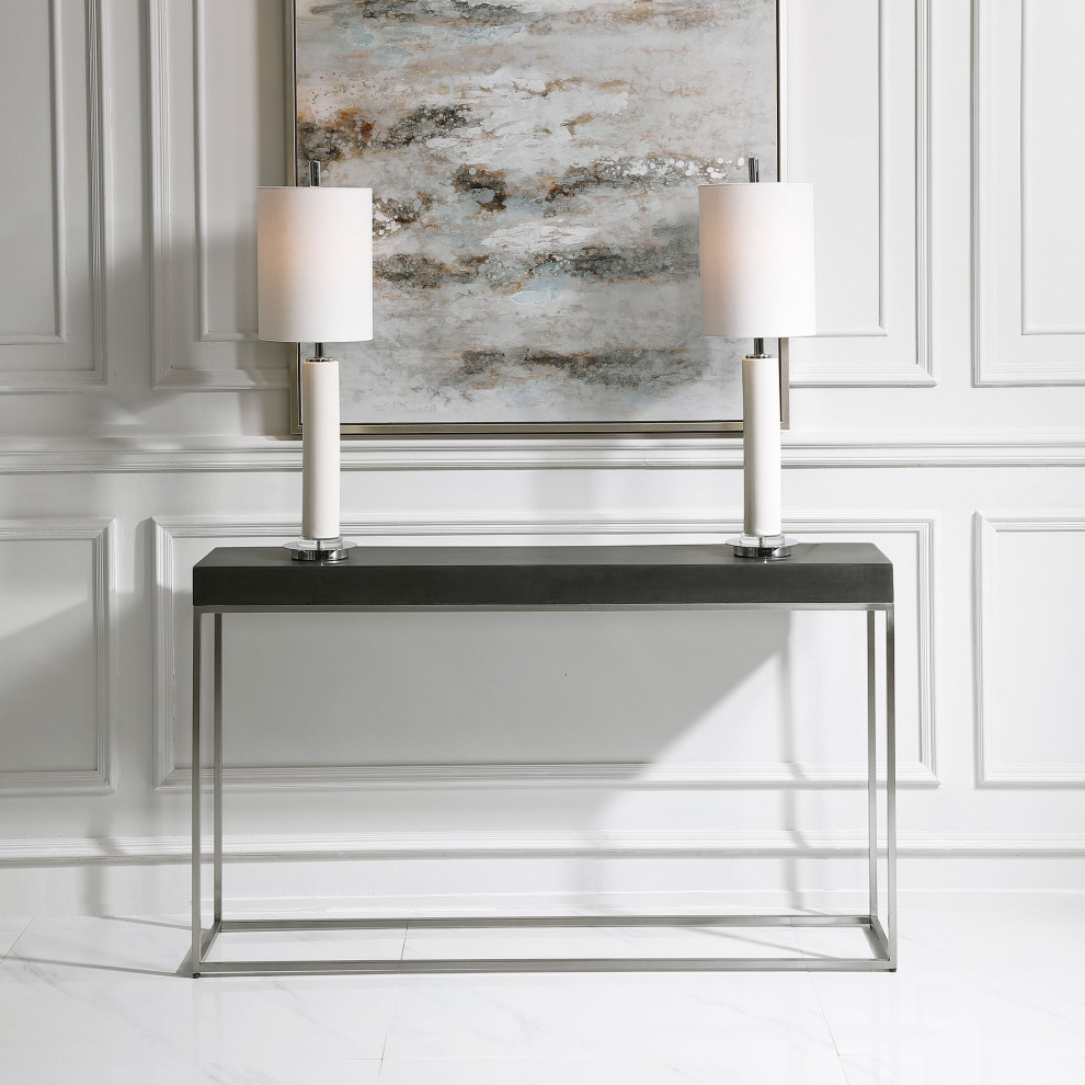 Uttermost Jase Black Concrete Console Table   Industrial   Console Tables   by HedgeApple  Houzz