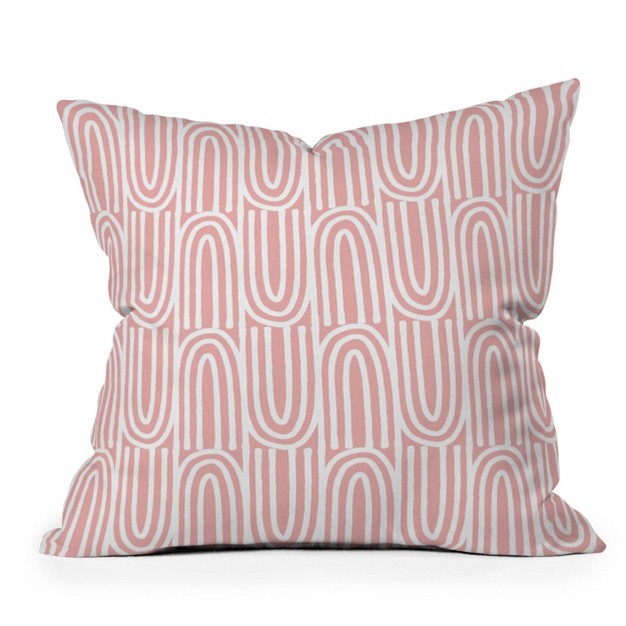 Mirimo Bows Outdoor Throw Pillow Pink white Deny Designs