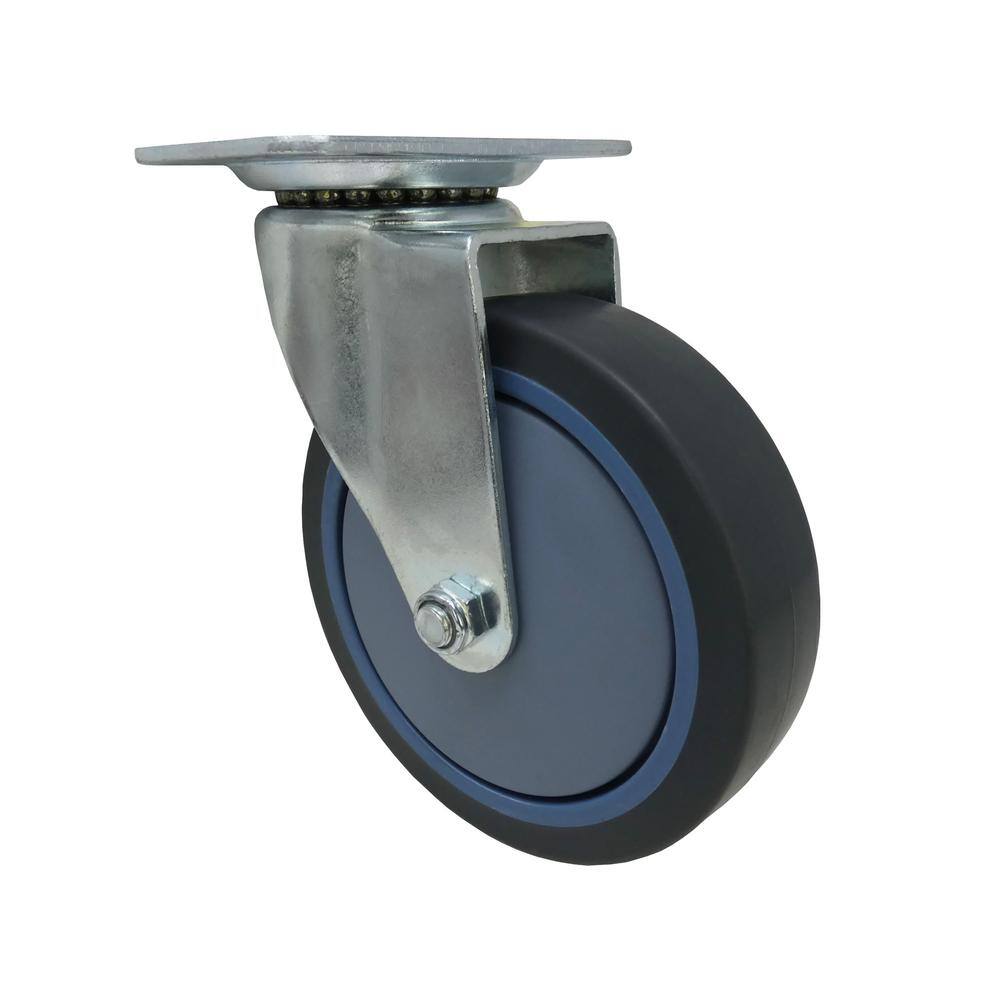 Everbilt 5 in. Gray Rubber Like TPR and Steel Swivel Plate Caster with 350 lb. Load Rating 4032545EB