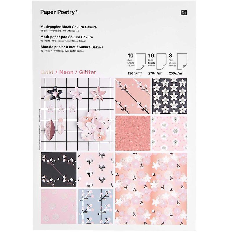 Sakura paper block - 23 sheets - 10 design