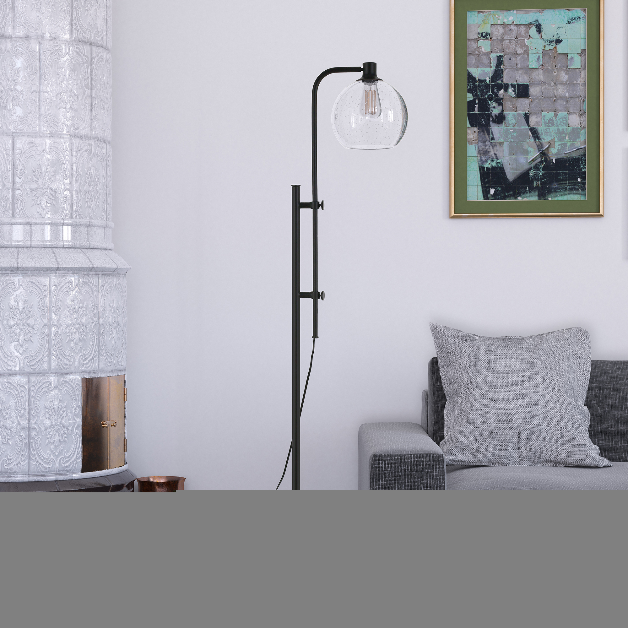 EvelynandZoe Industrial Metal Height-Adjustable Floor Lamp