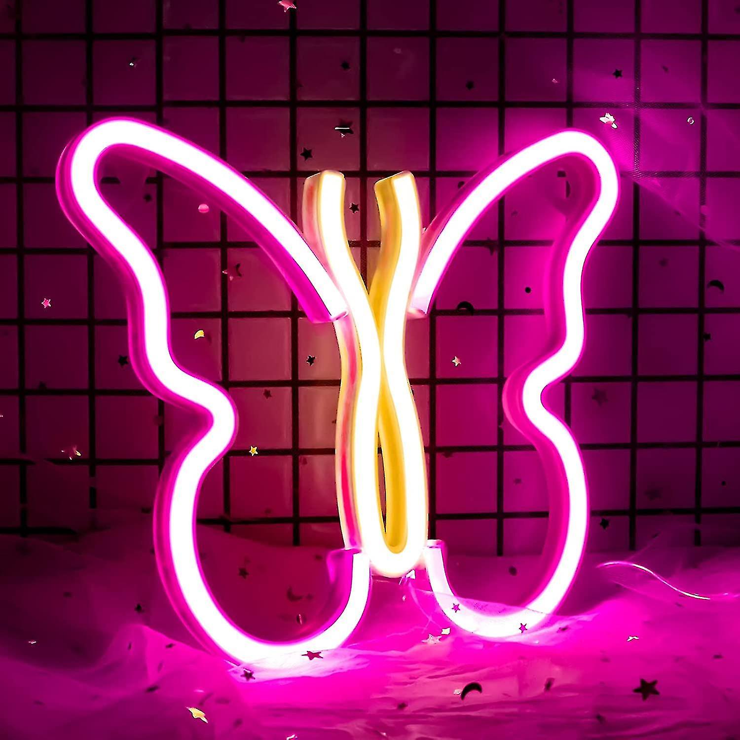 Butterfly Neon Sign， Led Neon Light Wall Light Wall Decor， Battery Or Usb Powered Light Up Neon Sign For Bedroom， Kids Room， Living Room， Bar， Party，