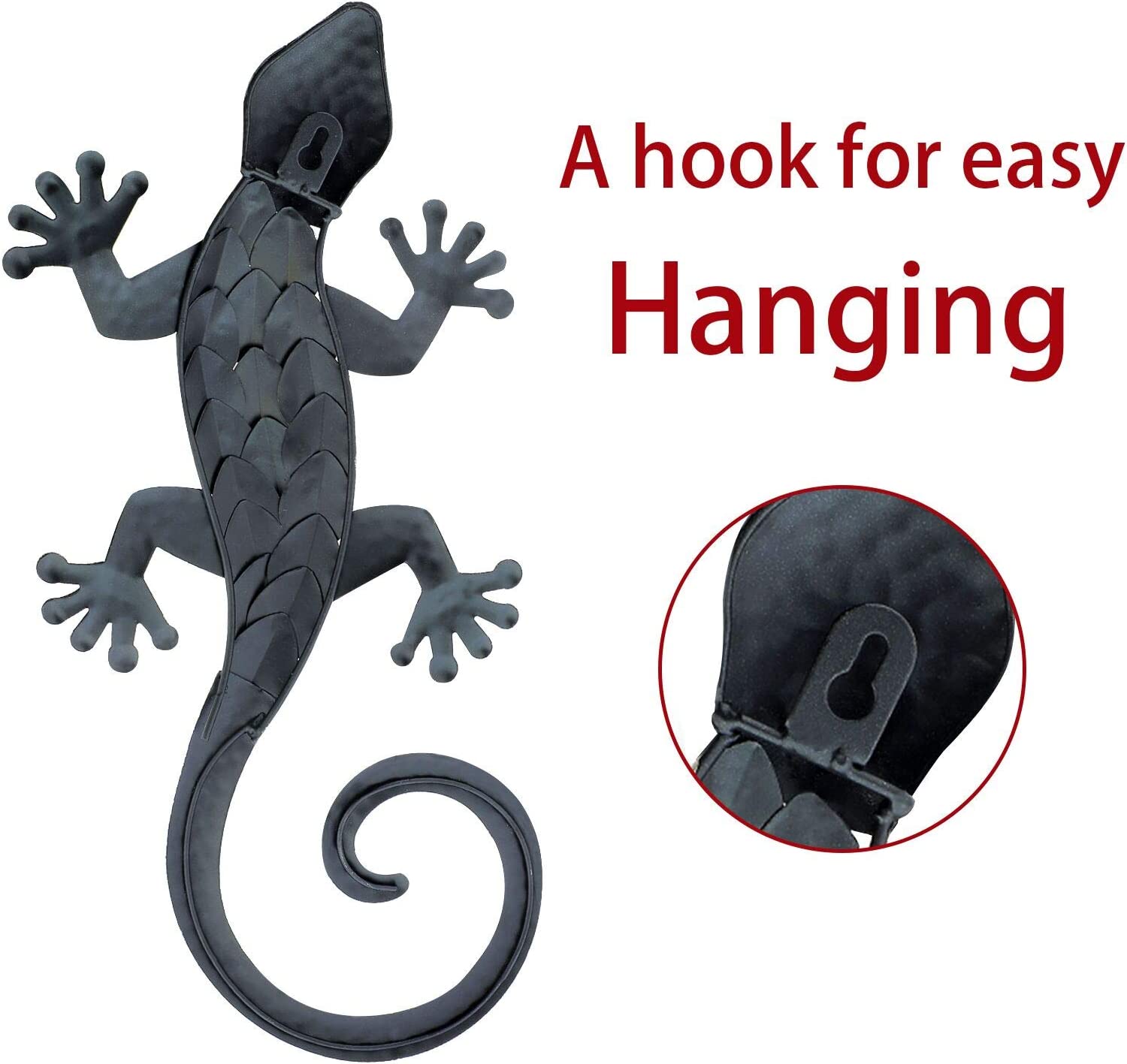 aboxoo Metal Gecko Set Wall Decor -Large Lizard Garden Art Sculpture Crafts Statue Hanging Decoration Ornaments for room/Yard/ Fence /Garden/ Children'S Toy/ Gift (Red, Green)