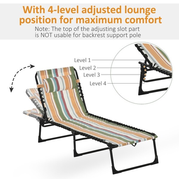 Outsunny Folding Chaise Lounge Chair Portable Lightweight Reclining Garden Sun Lounger with 4Position Adjustable Backrest